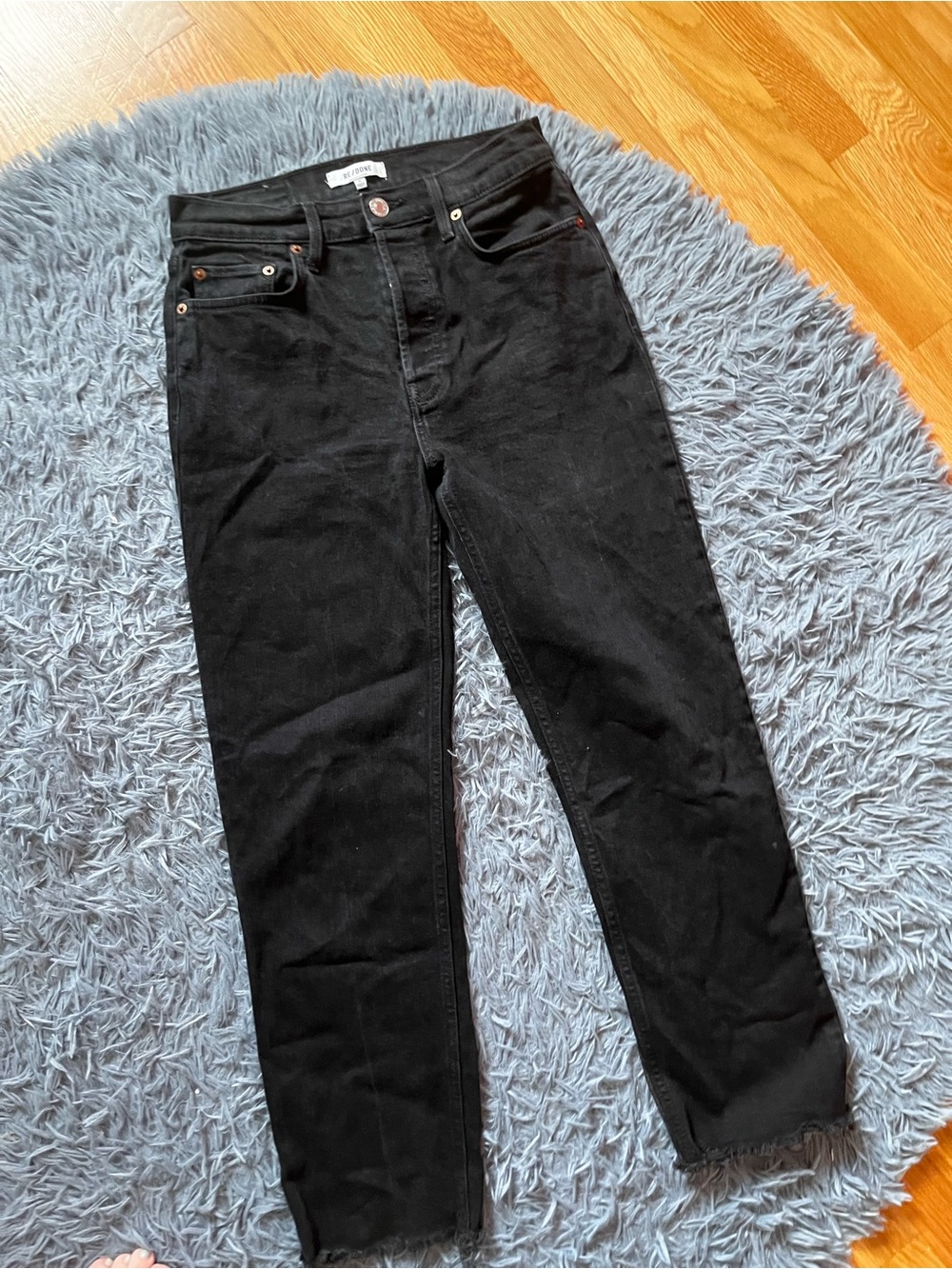 Re/Done Comfort Stretch High Rise Stove Pipe Jeans Button Fly Size 28